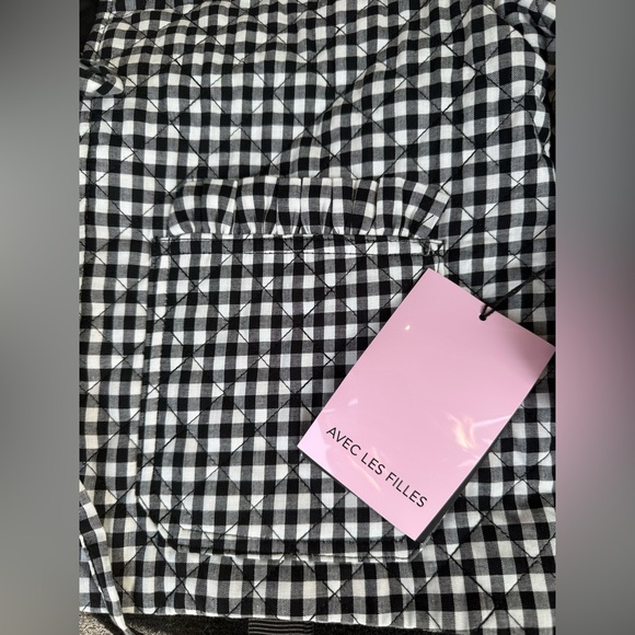 Avec Les Filles spring Jacket quilted black and white checkered ribbon tie - Picture 2 of 9